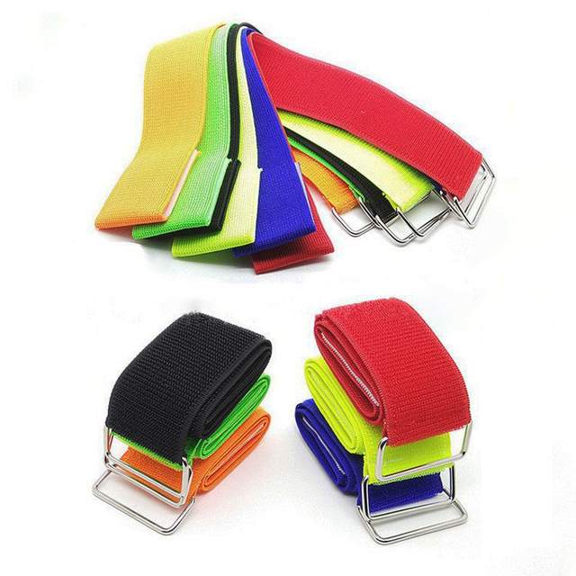 Custom Logo Eco-Friendly Durable Elastic Reusable Nylon Hook and Loop Straps with Metal Buckle