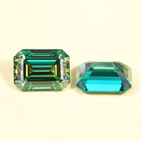 Perhiasan Moissanite Potongan Emerald Elegan 1 2 3 Karat Buatan Laboratorium Warna DEF VVS Green Color Play Bersertifikat Pihak Ketiga