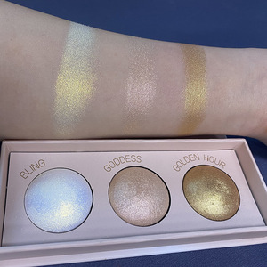 Lady Cosmetics <strong>Makeup</strong> Products 3 Color Baked Powder Pressed Pans Highlighter Palette Illuminating Highlighter Glow - Product Image 3