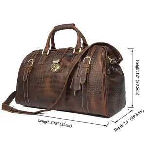 J.M.D Travel Bag Men Real Leather Vintage Travel Duffel Bag Cow Leather Carry On Luggage Weekend Large Handbag 7281B