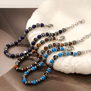 Pulsera apilable ajustable de piedras preciosas naturales Unisex con cuentas de lapislázuli de moda clásica para regalos - Product Image 2