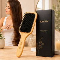 Échantillon Gratuit : Brosse à Cheveux en Bambou Évidée pour Massage du Cuir Chevelu, Démêlante pour Cheveux Humides et Secs, Idéale pour Cheveux Bouclés
