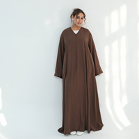 Vente en gros B2B : Abaya élégante perlée faite à la main pour femme, robe musulmane printanière, cardigan Dubaï Aïd