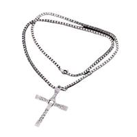 Fast & Furious 8 : Collier Croix pour Enfants 50 cm, Chaînes Multiples en Alliage de Zinc "Torre" avec Diamant Plaqué Or, Cadeau d'Anniversaire