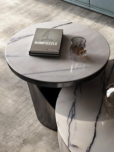 Juego de Mesa de Centro de Mármol Redonda <span class=keywords><strong>Grande</strong></span> de Estilo Minimalista Italiano para Sala de Estar - Product Image 2