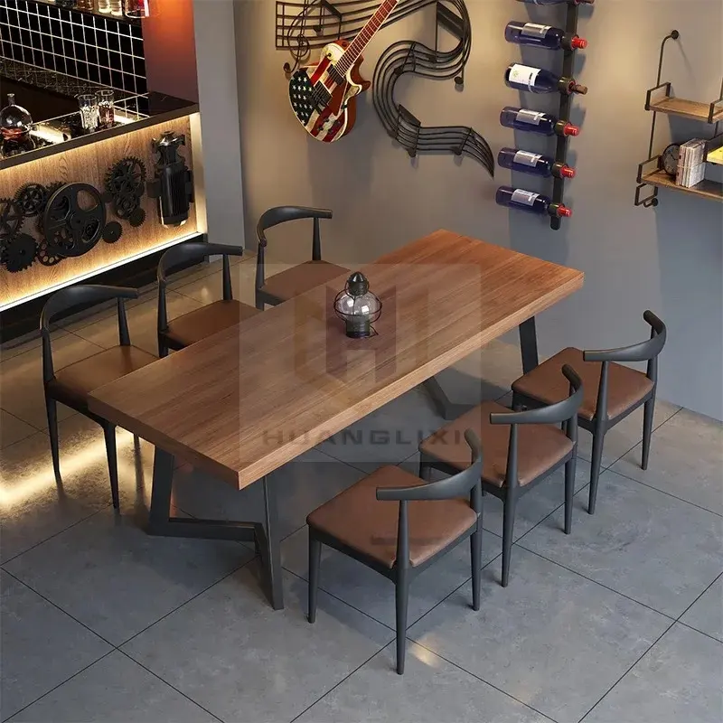 Industrie-schnellimbiss coffee shop eiche-holz-sets für restaurants esstisch-set mit 4 stühlen café-tisch und stuhl-sets für restaurant
