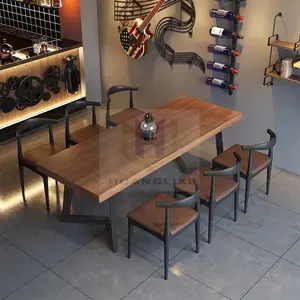 De Nhà Hàng 4 Chỗ Ngồi Bàn Ăn Đặt Bàn Cafe Và Ghế Bộ Công Nghiệp Thức Ăn Nhanh Cà Phê Cửa Hàng Gỗ Sồi Cho Nhà Hàng Hiện Đại - Product Image 6