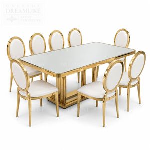Premium Gold Stainless Steel Leg Event Dining <strong>Table</strong> 60 Inch Round <strong>White</strong> Top for Hotel Conference Banquet <strong>Hall</strong> - Product Image 1