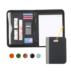 Bolsa de documentos con cremallera cubierta de carpeta de archivos A4 multibolsillo de viaje de cuero PU personalizada al por mayor - Product Image 1
