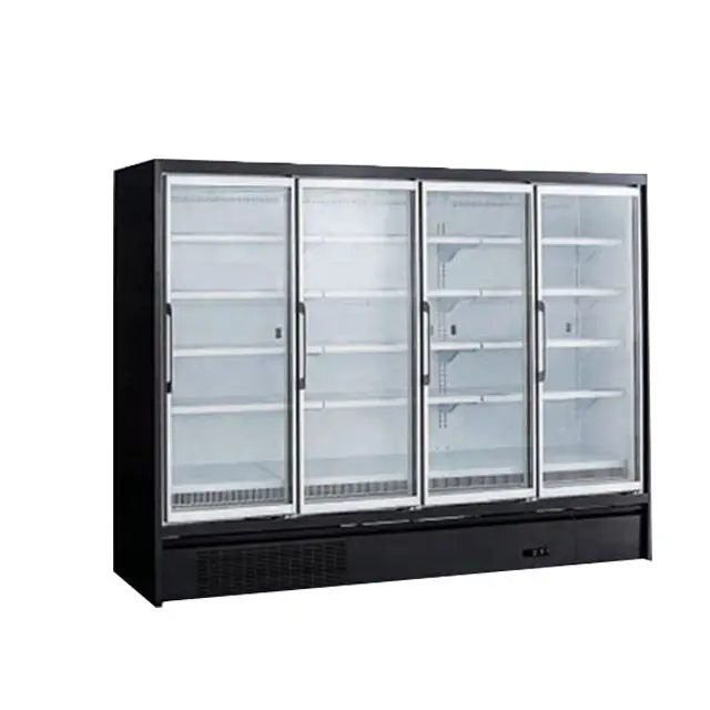 Ventilador de refrigeración para supermercado, refrigerador de bebidas con puerta de vidrio vertical, escaparate de botellas de cerveza, nevera de doble puerta
