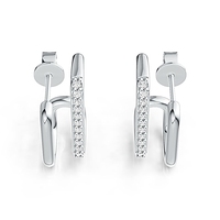 Boucles d'oreilles en moissanite en argent sterling 925, double rangée en forme de U, superposées, pour femmes, bijoux fins minimalistes, cadeau