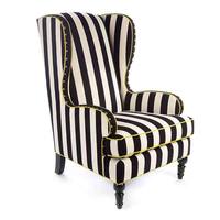 Französischer Vintage Tiger-Stuhl im amerikanischen Landhausstil, gestreifter Stoff, hohe Rückenlehne, Einzelsofa, Balkon-Freizeitstuhl für das Wohnzimmer