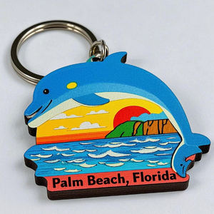 Nieuw Aangekomen Op Maat Gekleurde Geschilderde Gedrukte Florida Vakantie Strandhout Sleutelhanger Reizen Souvenir Decoraties - Product Image 6
