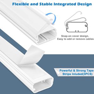 Cache-câble mural blanc de 39in, cache-câble, 3x13 pouces, cache-câble, 1.5 "W X 0.75" H, kit mural pour cordons <span class=keywords><strong>TV</strong></span> - Product Image 5
