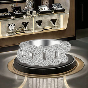 High Quality Custom <b>Iced</b> Classic Unisex VVS Moissanite 925 Sterling Silver Cuban <b>Ring</b> GRA Certificate Pave Setting Wedding - Product Image 3