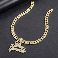 Chaîne cubaine en argent pour hommes, chaîne sertie de pendentifs lettres, collier en alliage, bijoux hip-hop, cadeau