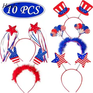 10 adet temmuz 4th vatansever kafa bağımsızlık günü Hairband ile amerikan bayrağı tasarımlar kafa Boppers anıt günü süslemeleri için