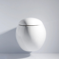 Nouvelle arrivée suspendu dernier design moderne salle de bain murale wc en céramique cuvette de toilette oeuf forme ronde mur suspendu toilette