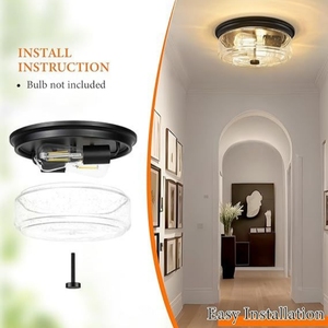 Industrial-Style Bubble Glass Ceiling Light Transparent with Black Metal for Bedrooms Kitchens and Entryways - Product Image 2