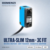DOMENZI GTB6-N1211 Photoelektrischer Näherungssensor NPN 10 bis 30 VDC IP67 Wasserdicht Einstellbare Reichweite 35 bis 140 mm