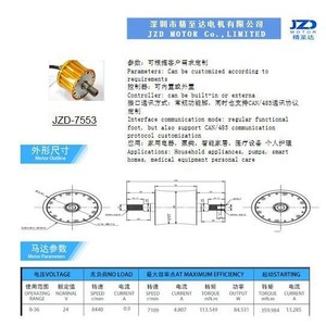 Moteur sans balais JZD MOTOR JZD-7553 48V IP65 étanche pour roue arrière de vélo électrique - Product Image 1