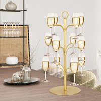 Support à cocktails en forme d'arbre, tour à champagne, porte-verres à vin, 3 niveaux, 12 supports, présentoir à boissons pour bar et maison, adapté au gin
