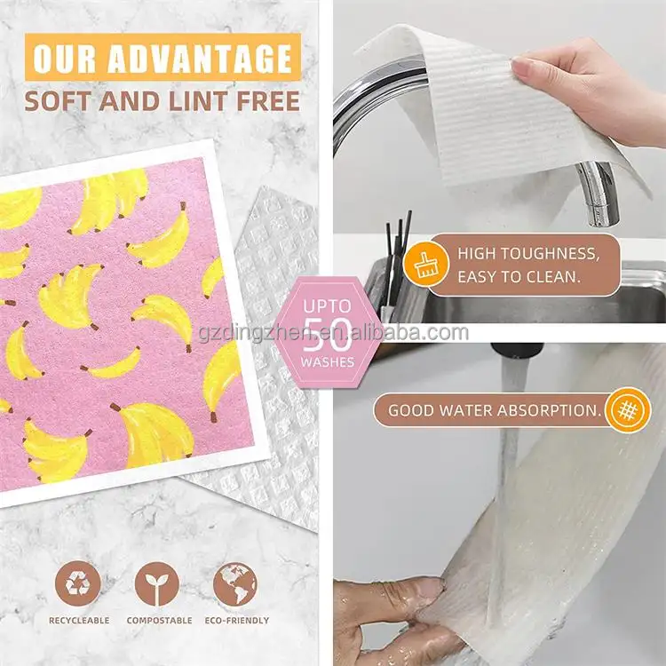 Swedish Dishcloths Cellulose Sponge Cloths Eco Friendly Reusable Cleaning Dish Cloths for Kitchen Absorbent Swedish Dish Towels