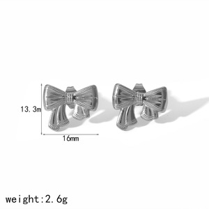 Ensemble de boucles d'oreilles et bague en forme de nœud papillon, en acier inoxydable, or et argent, bijoux pour femmes, cadeau, accessoire de mode - Product Image 4