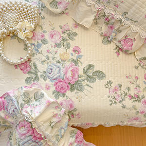 <span class=keywords><strong>Petit</strong></span> ensemble trois pièces floral français jupe de lit en dentelle matelassée d'été couvre-lit imprimé coton une pièce pour la maison Style princesse - Product Image 3