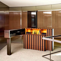Meuble de bar pliable de luxe postmoderne à rayures FENDY, armoire à vin en bois multi-compartiments avec tiroirs cachés pour bar à domicile