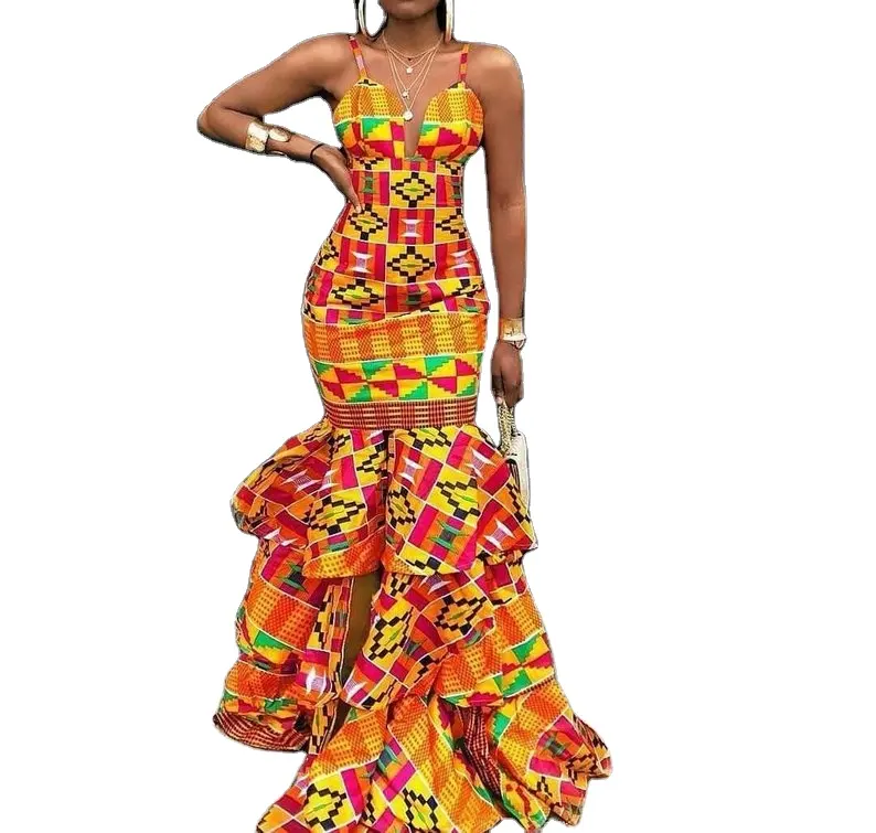 Sıcak satış geleneksel afrika elbiseler ve etekler kadın Maxi elbise Ankara balo parti elbiseler