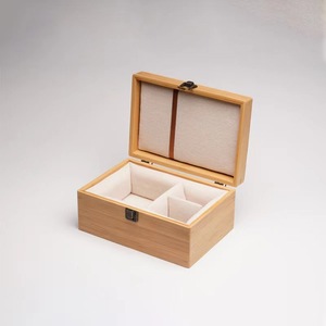 Bamboo Tea Set <b>Storage</b> <b>Box</b> With <b>Lockable</b> Lid For Teapot And Cups Rectangle Shape Gift Craft Use - Product Image 3