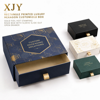 XJY Rectangle imprimé luxe hexagone boîte personnalisée feuille d'or estampage à chaud boîte rigide avec manchon coulissant tiroir ouvert