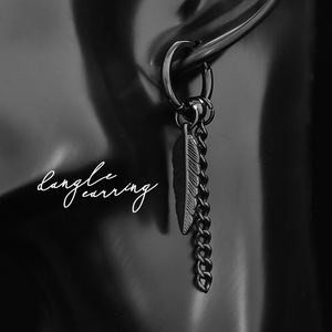 Boucles <span class=keywords><strong>d</strong></span>'oreilles créoles articulées en acier inoxydable style punk, avec pendentifs plumes et feuilles, longues chaînes, pour hommes, femmes et garçons - Product Image 4