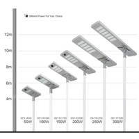Lampadaire solaire LED intégré en alliage d'aluminium Bridgelux haute luminosité, étanche IP65, 50W-200W, pour jardin et extérieur