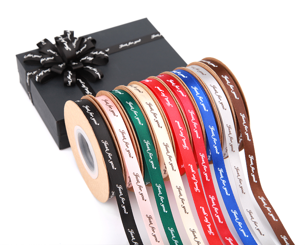 Hot Sale 10mm Just for You Ribbon Florist Gift Box Decoration Ribbon Bow Satin Ribbons for Gift Wrap