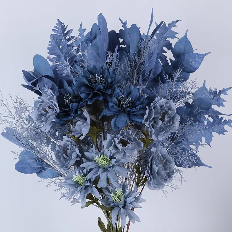 Aanpasbare Blauwe Serie Bruiloft Benodigdheden Kunstbloem Bruiloft Decoratie Kunstbloemen Pioenroos Lichtblauwe Bloemen