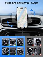 Support de chargeur de voiture sans fil 15W à fixation automatique, 3-en-1 pour pare-brise, tableau de bord et grille d'aération, 360° °   Rotation, logo personnalisé OEM, vente en gros