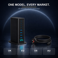 Chargeur USB C GaN 520W, Hub de bureau 8 ports, 4C PD100W 4A QC30W, Affichage intelligent, Charge rapide pour ordinateur portable, UKCA