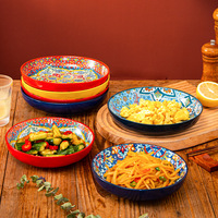 Groothandel Boheemse keramische dinerborden 7 inch 8 inch ronde diepe schaal kleurrijk servies duurzaam voor feest bruiloft cadeau