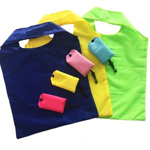 <b>Foldable</b> Polyester Shopping <b>Bag</b> Mini with Clip Closure and Drawstring Handle OEM Brand Made in China for Advertising Use - Product Image 1