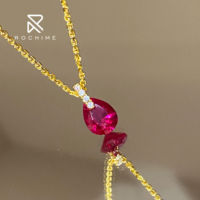 Collier Rochime Fashion Minimaliste en Corindon Rouge en Forme de Larme, Argent Sterling 925 Plaqué Or, Accessoires en Zircone Cubique pour Femmes