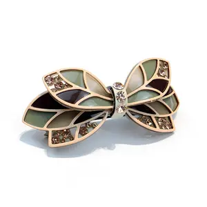 CANYUAN Hot Sale Geometric Flower Green Leaf Dot Drill Acetate Hair Clip Classic Hair Clips Rhinestones For Ladies