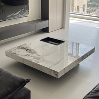 Table basse en marbre italien carré, style moderne antique de luxe pour appartement, mobilier de salon sur mesure de haute qualité