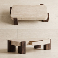 Table basse de salon, style italien moderne et épuré, table basse crème de luxe léger à la française