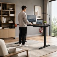 Bureau de jeu intelligent AOR avec levage électrique, support pour casque et porte-gobelet, hauteur réglable 72-116 cm, plateau en fibre de carbone