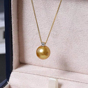 Collana con Pendente di Lusso in Oro Puro 18K AU750 con Perla e Diamanti da 10-11mm, Gioielli Raffinati per Donne - Product Image 3