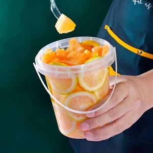 Seau polyvalent de 32 oz en plastique transparent avec couvercles et pailles pour crème glacée, boissons froides, fruits, fêtes estivales à la plage, lait - Product Image 4
