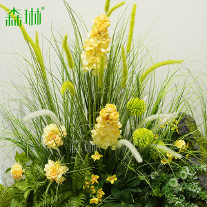 Décoration d'angle intérieure personnalisée en rotin hybride et fleurs artificielles, style forêt, pour vitrine murale et aménagement paysager végétal - Product Image 5