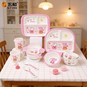Peppa Pig Kids Melamine <b>Plate</b> Rectangle Cartoon Design For Children Dining Set - Product Image 4